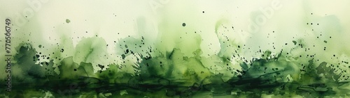 Green tone watercolor painting background for various decorative designs.