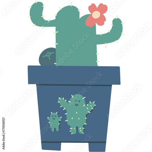 Doodle Vector Art EPS file 3000*3000 300dpi. A desert plant known for its spiky or thorny exterior. Cacti come in various shapes and sizes, often with fleshy stems adapted to store water.

