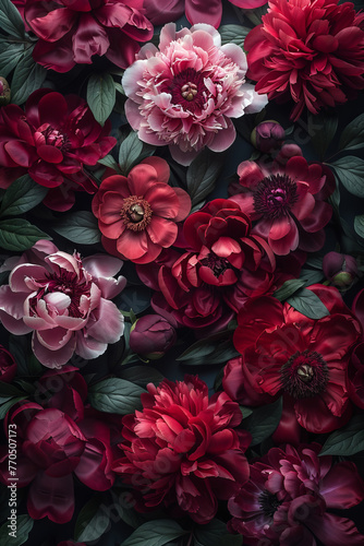 Close-up of blooming peony flowers background. Beautiful floral background © CaptainMCity