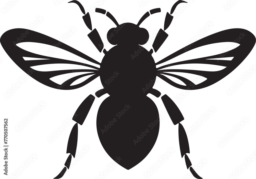 Fototapeta premium Bee Silhouette Vector Illustration White Background