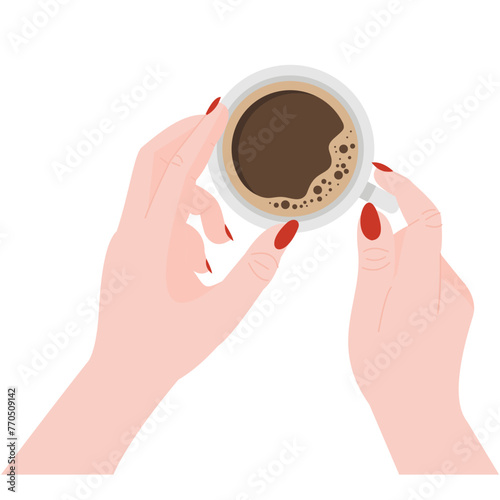 woman hand holding a cup of coffee