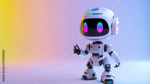 small robot standing on studio background