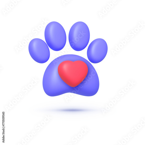 Paw 3d, great design for any purposes. Vector illustration