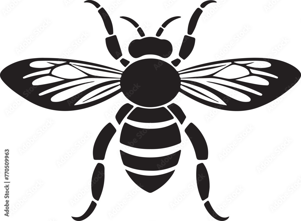 Fototapeta premium Bee Silhouette Vector Illustration White Background
