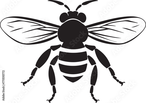 Bee Silhouette Vector Illustration White Background