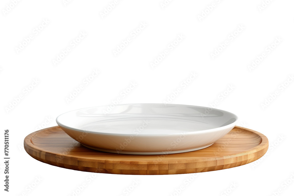 White Bowl on Wooden Plate. On a White or Clear Surface PNG Transparent Background. White Bowl on Wooden Plate. On a White or Clear Surface PNG Transparent Background.