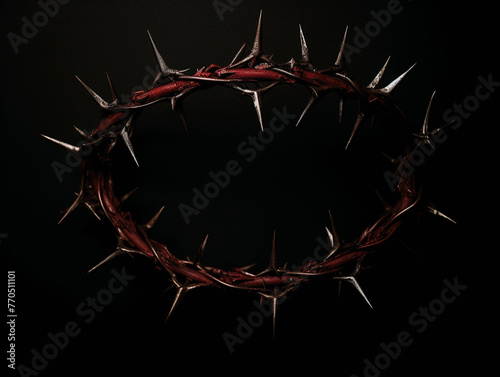 Crown of thorns on a dark background, a symbol of the redemption of sin and curse. Religious theme 