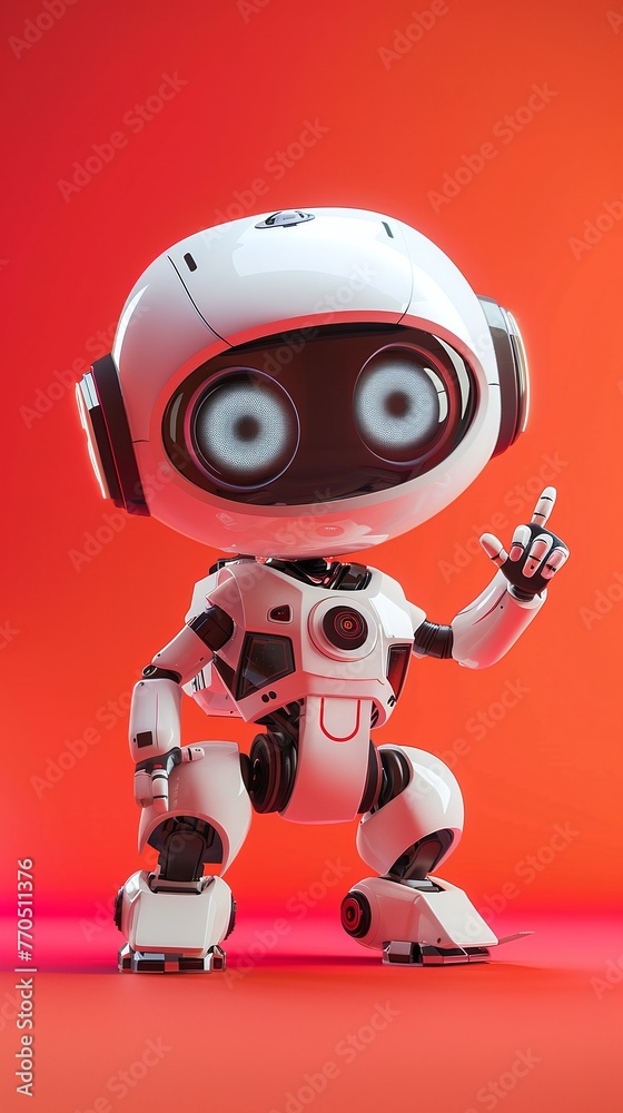 cartoon cute robot standing on studio background cartoon cute robot standing on studio background