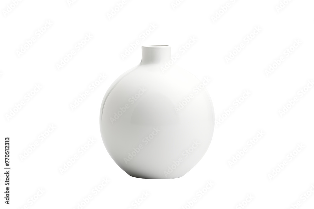 White Vase on White Table. On a White or Clear Surface PNG Transparent Background.