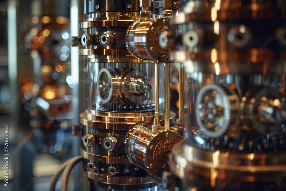 intricate balance within a quantum computer during operation, honing in on cooling systems and qubit processors. intricate balance within a quantum computer during operation, honing in on cooling systems and qubit processors.