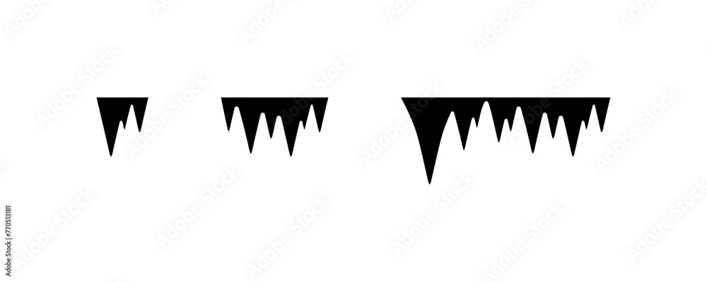 Icicle icons set. Silhouette style. Vector icons