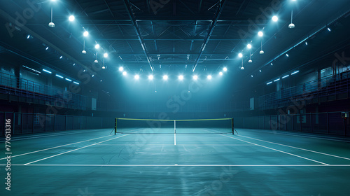 Empty arena, stadium, sports ground with flashlights and fan sits © suldev