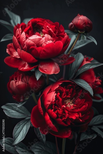 Close-up of blooming peony flowers background. Beautiful floral background © CaptainMCity