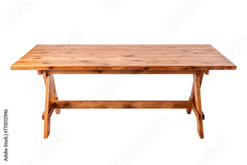 Wooden Table on White Background. On a White or Clear Surface PNG Transparent Background.