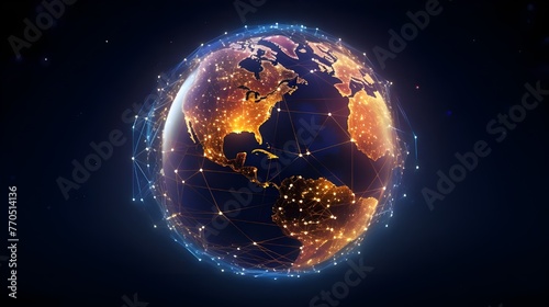 digital world  centered on America  enables global connectivity  high-speed data transfer  cyber technology  information exchange  and international communication.