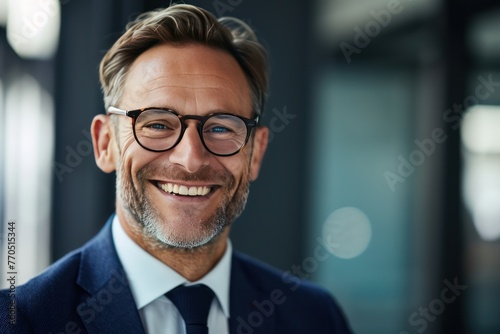 Smiling 45 years old banker, happy middle aged business man bank manager