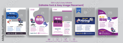 Set of editable print flyer or poster template for Job hiring and recruitment suitable for corporate business promotional flyer leaflet or book cover design