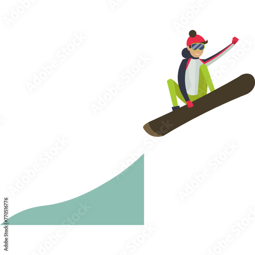 Man snowboarding vector icon isolated on white