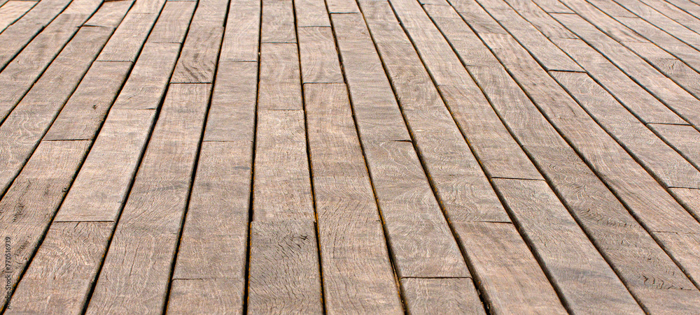 Old empty wooden floor. Selective focus Old empty wooden floor. Selective focus