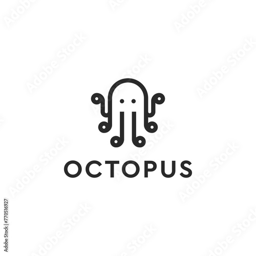 Octopus Line Art Logo Style