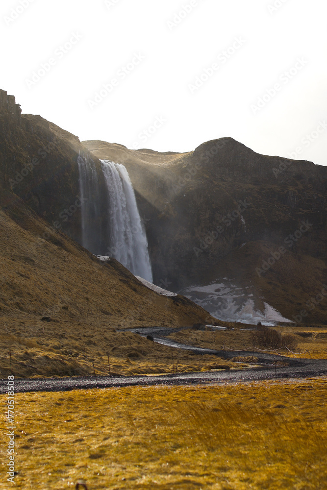Beautiful waterfall Seljalandsfoss in Iceland