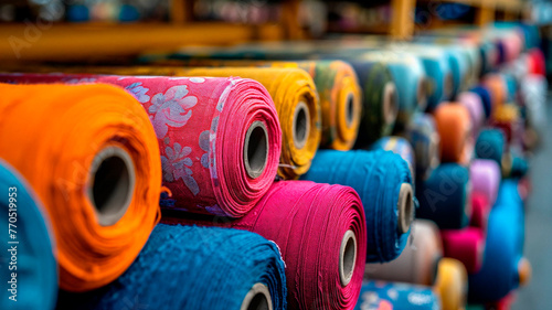 assorted colorful textiles on display