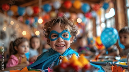 Young Boy Celebrates Superhero Themed Birthday Party