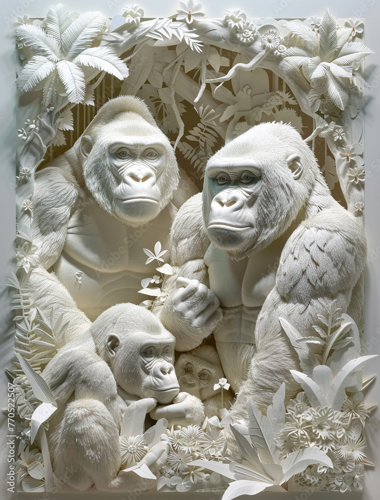 Gorilla and family, generative ai