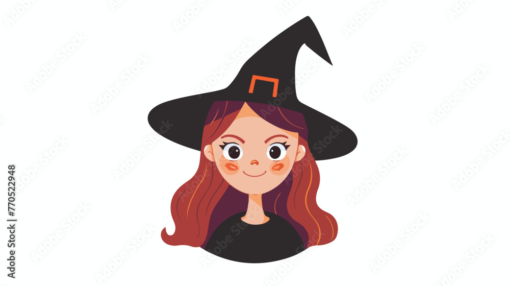 Little witch portrait vector version flat vector 