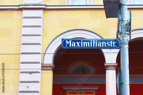 Sign of Maximilianstrasse in Munich, Germany