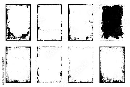 Realistic distressed paper texture overlay for album cover design with scratches. distressed and dust photo texture graphic filter set. Overlay stamps collection. Vector illustrator.