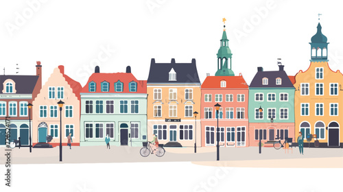 Market Square in Fredericia city Denmark flat vector