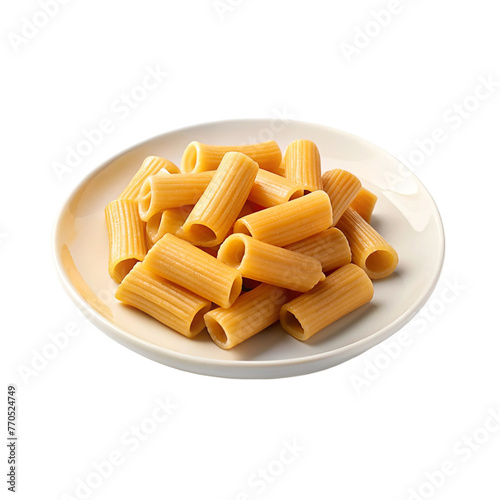 Rigatoni background. pasta in bowl isolated on transparent