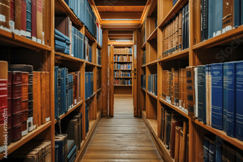 Vintage Library Aisle: A Journey through Knowledge