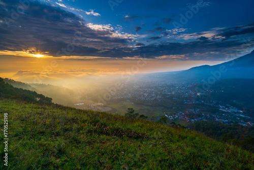 beautiful sunrise view in Batu City, East Java