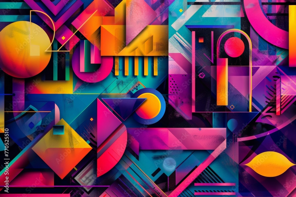 Obraz premium Watercolor abstract geometric background. A bright geometric collage.