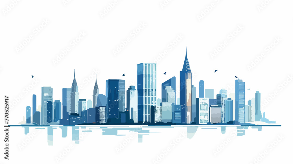 Modern city. Horizontal banner with copy space flat vector