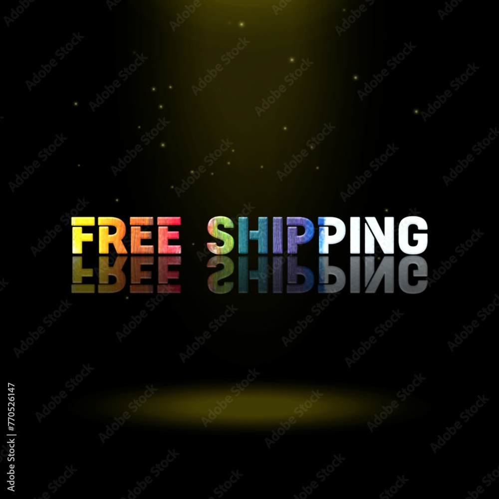 3d graphics design, Free Shipping text effects