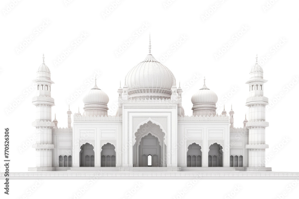 White Building With White Roof Standing Tall. On a White or Clear Surface PNG Transparent Background.