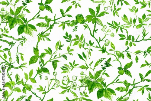 Watercolor Seamless pattern with green and white