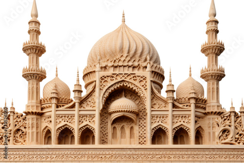 Close Up of a Building With Many Spires. On a White or Clear Surface PNG Transparent Background.