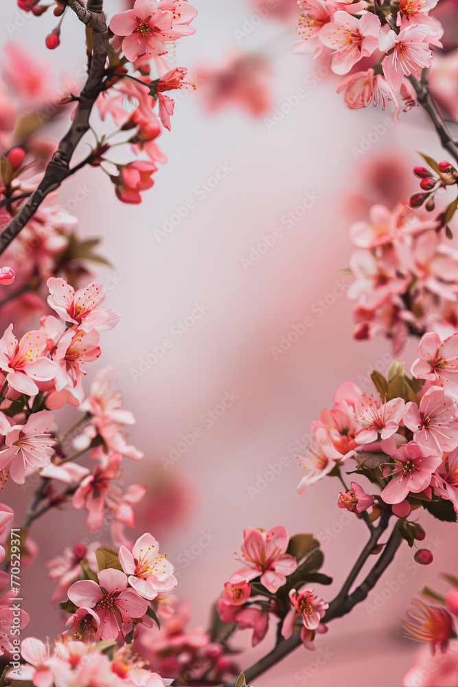 Obraz premium Spring aesthetic pink flower frame for background 