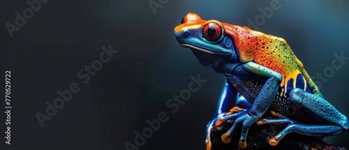 Vibrant Rainbow Poison Frog, Stunning Colors in Nature's Palette, copy space