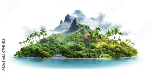Picturesque palm island, cut out