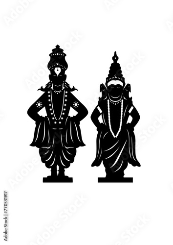 vitthal rukmini vector art silhouette 