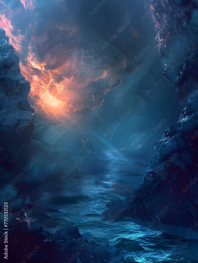 Captivating Underwater Maelstrom of Swirling,Fiery Cosmic Energy