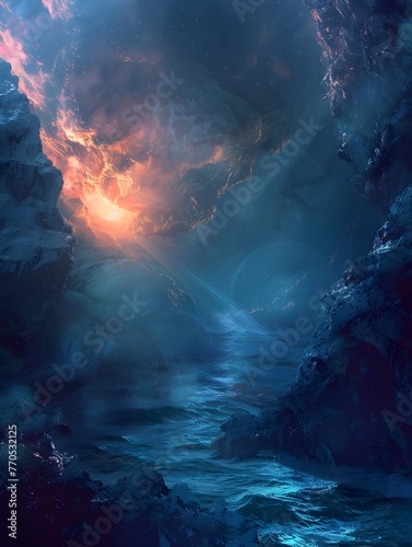 Captivating Underwater Maelstrom of Swirling,Fiery Cosmic Energy