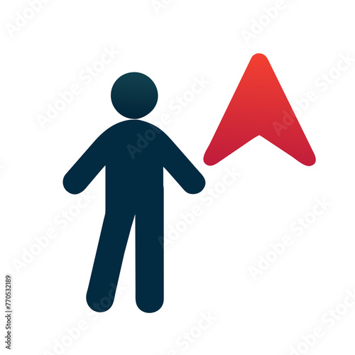 3d person with red arrow