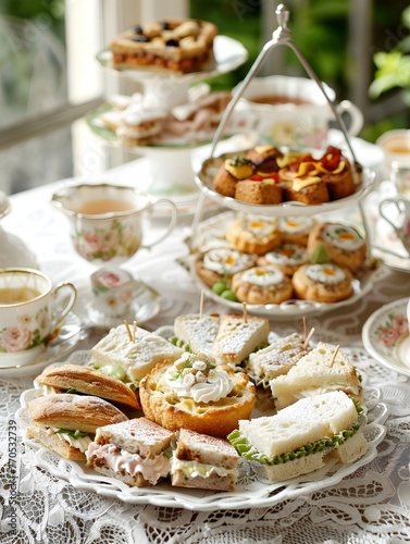 Delightful Assortment of Homemade Pastries and Cakes on Vintage-Inspired Tea Tray