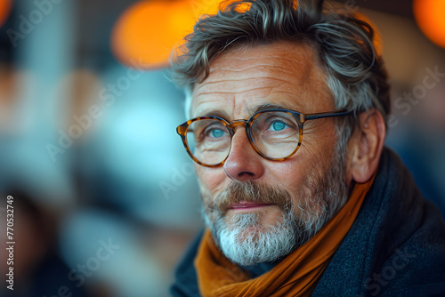 Pensive man with stylish glasses